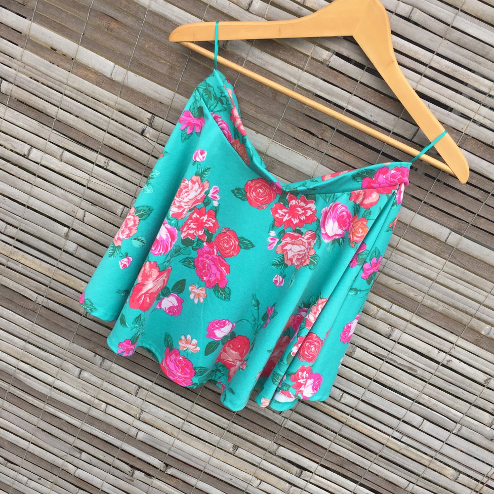CUTE + RETRO ! AMBIANCE APPAREL . FLORAL SKATER SKIRT . BRIGHT HAPPY COLORS - Picture 5 of 8